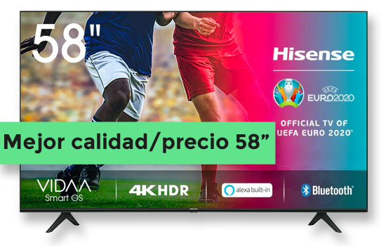 mejor calidad/precio smart TV 58 pulgadas